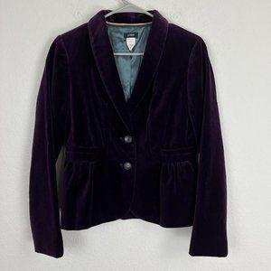 J. Crew Eden Velvet Peplum Blazer Plum Size 4